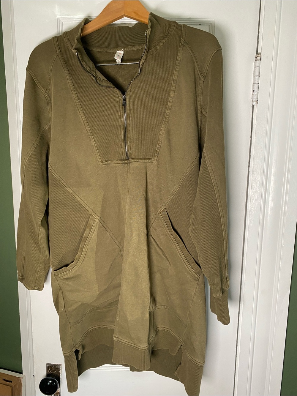 Anthropologie daily practice Olive Green Half-Zip women’s tunic sweatshirt large